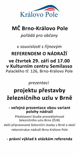 Debata o Projektu přestavby železničního uzlu